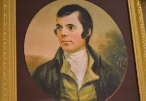 A portrait of Scottish poet Robert Burns sits upon the mantel at Highlands Country Club for Burns Night, Jan. 26. Photo by J. Tao