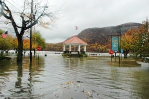 Cold Spring's bandstand resembled an island after Hurricane Sandy.