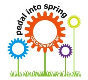 The logo created for Pedal Into Spring creatively combines the weekend's two major themes: cycling and flowers.