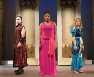 Jarek Zabczynski (Ramades), AnnChris Warren (Aida) and Fay Gerbes (Amneris) in 'Elton John and Tim Rice's Aida' (Photo courtesy of County Players)