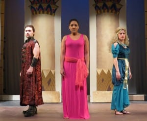 Jarek Zabczynski (Ramades), AnnChris Warren (Aida) and Fay Gerbes (Amneris) in 'Elton John and Tim Rice's Aida' (Photo courtesy of County Players)