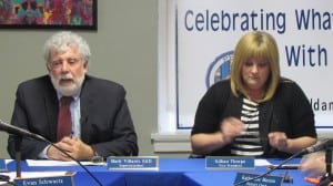 Haldane School Board Vice President Gillian Thorpe chaired the meeting on April 3. Photo by M. Turton