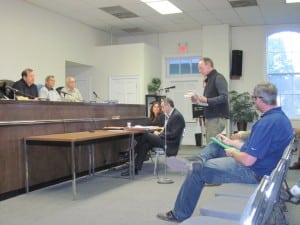 Robert Cutler, Garrison homeowner, voices opposition to the wind turbine at the Philipstown ZBA meeting May 13.