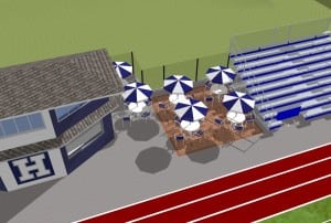 Rendering of patio made of commemorative bricks for PLAY Haldane's field project fundraising campaign. Source: playhaldane.com