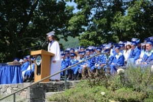 Valedictorian Carolyn Schaefer speaks.
