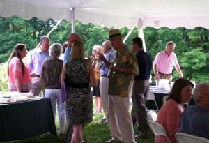 Party-goers enjoy the barbeque at Winter Hill. 