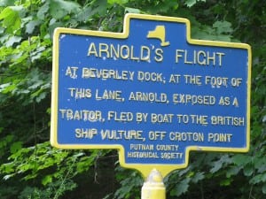 Historical marker of Arnold's Flight on Route 9D Photo by R. Soodalter