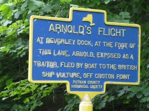 Historical marker of Arnold's Flight on Route 9D  Photo by R. Soodalter