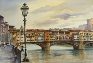 "Ponte Vecchio, Florence," a watercolor by Amanda Epstein (Photo by Edward Epstein)