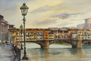 "Ponte Vecchio, Florence," a watercolor by Amanda Epstein (Photo by Edward Epstein)