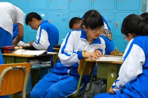 Uniforms are standard in Chinese schools. High school classes have 49 students. (Photo courtesy of Jennifer Wilson)