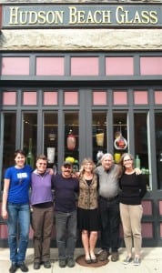 The team at Hudson Beach Glass in front of their Main Street gallery. From left, Kathleen Andersen, Jennifer Smith, Michael Benzer, Wendy Gilvey, John Gilvey, Janet Griffin. Photo by S. Hixson