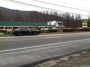 Police sealed off motel area while negotiating with an emotional disturbed man. (Photo by K.E. Foley)