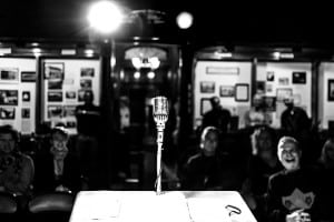 Looking out from the podium at Calling All Poets. (Photo by Christopher Wheeling)