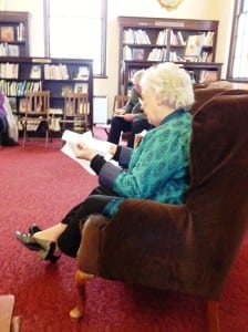 Assemblywoman Sandy Galef goes through her notes at the forum. (Photo by L.S. Armstrong)