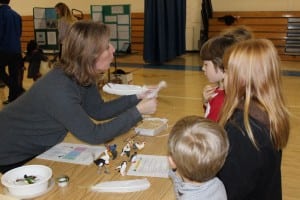 This Putnam Children's Discovery Center's table was all about birds, eggs, and feathers.  