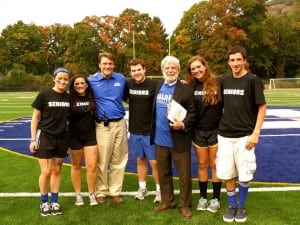 The Core Four: from left, Mary Callaghan (Class of 2014 treasurer); Maya Curto (Class of 2014 secretary); Haldane High School Principal Brian Alm; Student Council President Aidan Gallagher; Haldane District Superintendent Mark Villanti; Shauna Ricketts (Class of 2014 president) and John Hughes (Class of 2014 vice president). The “core four” (as they call themselves) class officers have held these positions all four years of high school. (Photo courtesy of Shauna Ricketts)