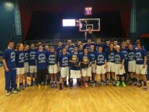 The Haldane girls and boys basketball teams at the Westchester County Center following their victories. (Photo by Jordan Griffith, MSG Varsity)