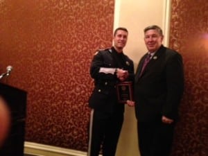 Putnam County Sheriff Donald B. Smith congratulates Deputy Johnathan Cihanek (Photo courtesy of Sheriff Smith)