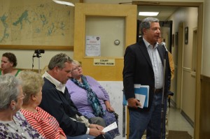 With the B4A zoning approved, developer Paul Guillaro, standing, can now proceed with site planning for the Butterfield project. (Photo by M. Turton)