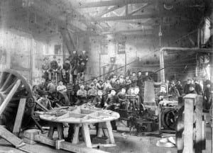 WPF machinists and apprentices take a break for a photo in the late 1800s. Photo courtesy of the Putnam History Museum