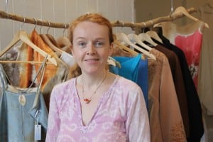Gwenno James, with some of her designs