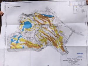 A map available at a recent Philipstown Planning Board visit to the proposed Hudson Highlands Reserve site (photo courtesy of David Hunter)