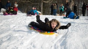 Winter Hill shows how it got its name: a sledder headed downhill at last year's Winter Carnival.