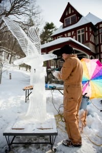 An eagle is sculpted from ice at last year's Winter Carnival. This year ice scupting will take place both at Winter Hill and on Main Street in Cold Spring.
