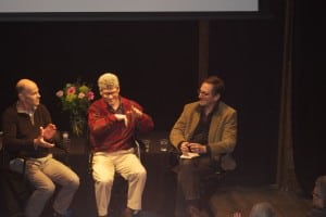 Filmmaker Robert Stone, left, Riverkeeper Executive Director Paul Gallay and New York Times writer Andrew Revkin on the panel discussing "Pandora's Promise" (photo by K.E. Foley)