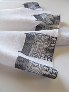 Hand-printed flour sack cloth