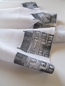 Hand-printed flour sack cloth