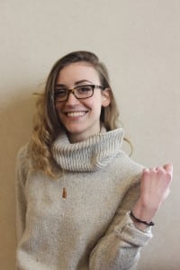 Designer Micah Parker, wearing some of her wares (Photo by A. Rooney)