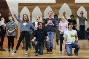 Practically two hours of nonstop singing: getting ready at a recent "Pirates" rehearsal