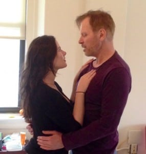 A scene from "Another Famous Dead Artist," with Rick Schneider and Amanda Greer