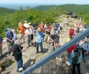 Pete Seeger arrives at the rededication ceremony of the Beacon Fire Tower on June 22, 2013.