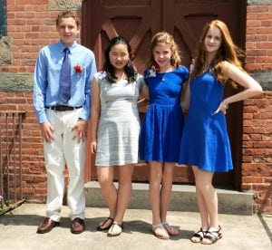Riley Johanson, left, Julie Geller, Molly Reid and Riley Bissinger