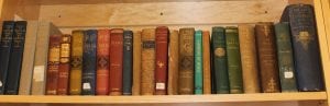 One of two shelves filled with original copies of books by Susan and Anna Warner — the Warner sisters, of Constitution Island