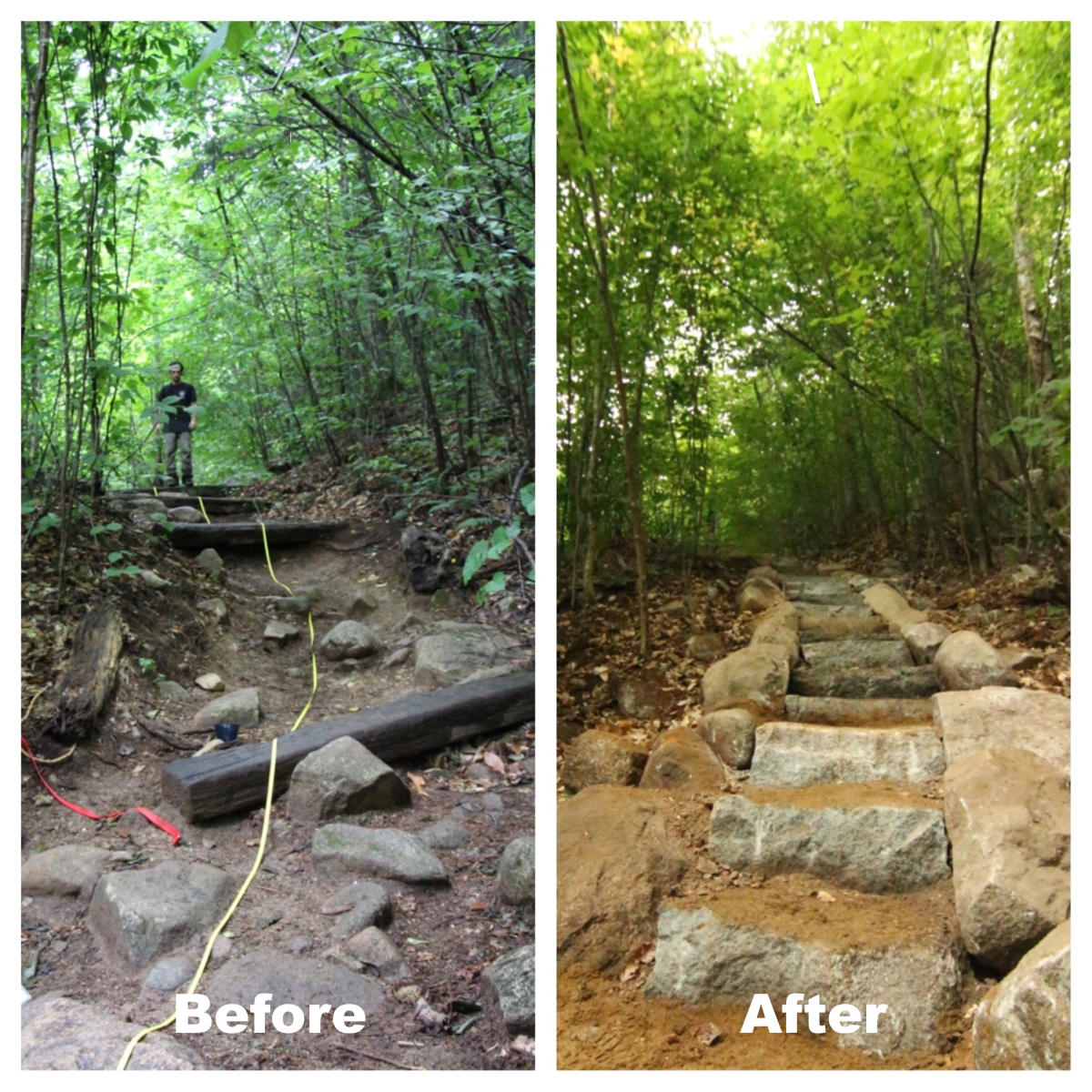 Jolly Rovers WhiteMountains NH-Champney Falls-BeforeAndAfter