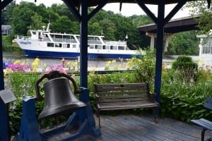 The Rip Van Winkle offers two-hour cruises twice daily from the dock next to the HRMM. The ship's bell is from the Mary Powell. (Photo by M. Turton)