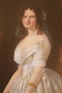 Portrait of a teenaged Julia L. Safford, painted just before she married Frederick James; artist unknown; photo by M. Turton