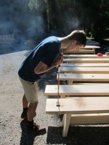 Thomas Davoren brands the Made in Philipstown benches.