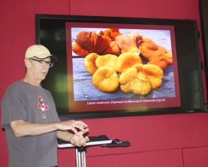 Joe Dizney discusses mushrooms at Denning's Point in Beacon Aug. 8.