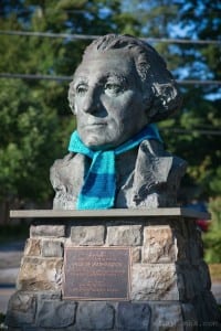 The bust of George Washington on the corner of Route 9D and Teller Avenue gets in on the act. Photo by Michael Kriegh
