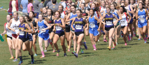 Haldane's Taylor Farrell (left), Heather Winnie (center) and Ruby McEwen compete in the Monroe Woodbury Crusader Classic