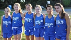 The Haldane varsity girls' cross-country Team won the league championship on Oct. 6 at Pawling. From left: Olivia McDermott, Meghan Ferri, Ruby McEwen, Taylor Farrell, Heather Winne and Abbey Stowell. (Not pictured: Wylie Thornquist)  (Photo by Peter Farrell)