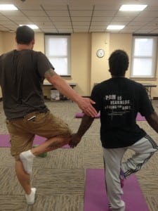 Two participants in the Montrose VA Yoga for Veterans class. (Photo by Kathie Scanlon)