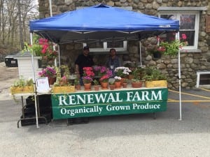 Flowers and vegetables are sold seasonally by residents and staff from Renewal Farm.