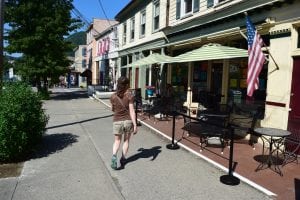 The Cupocinno Cafe's porch is grandfathered, permitting outdoor dining. (Photo by M. Turton)