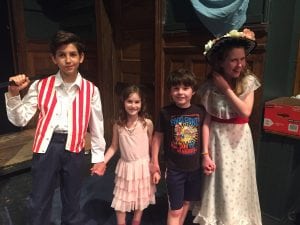 Adam Cabo, Helen Hutchinson, Brendan Shanahan and and May Columb as, respectively, Bert, Jane, Michael and Mary Poppins. (Photo by Amy Dul)